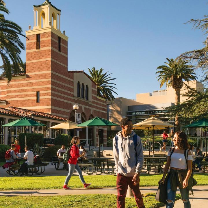 Mutiple media - Students walking in quad at Woodbury University